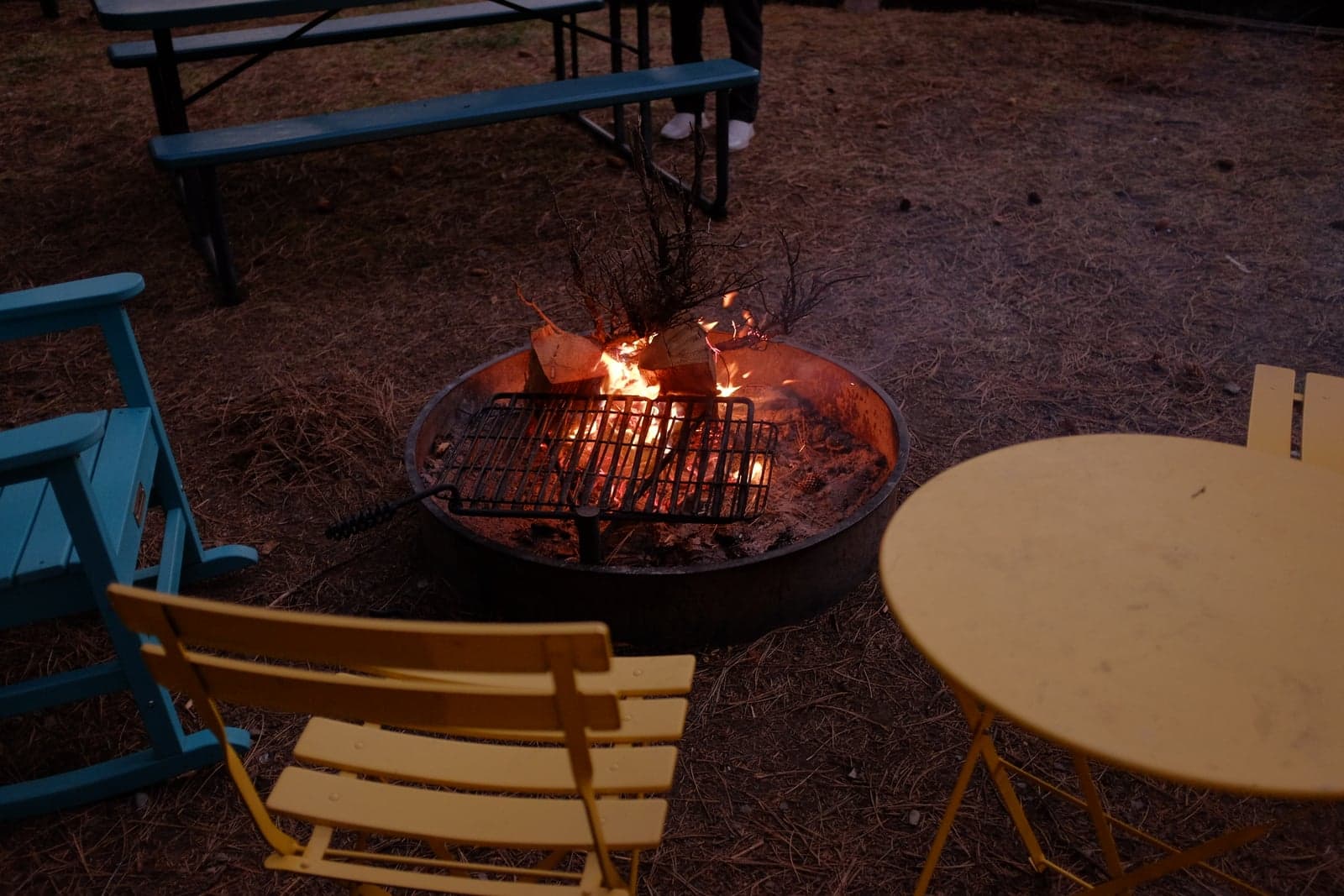 a fire by the cabin